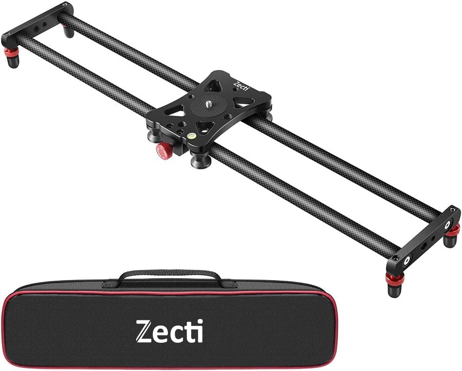 Zecti Camera Slider 24'/60 cm Adjustable Carbon Fiber Camera Dolly Track Slider Video Stabilizer Rail for Camera DSLR Video Movie Photography Camcorder Stabili & Phone, Black