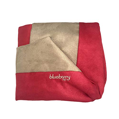 Blueberry Pet Heavy Duty Microsuede Bed Cover Only, Removable & Washable Replacement Cover with YKK Zippers, for Cats & Dogs Bed 25' x 21' x 10', Beige and Red Color-Block