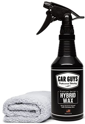 CAR GUYS Hybrid Spray Wax | Advanced Car Wax | Long Lasting and Easy To Use | Safe on All Surfaces | 18 Oz Kit with Towel