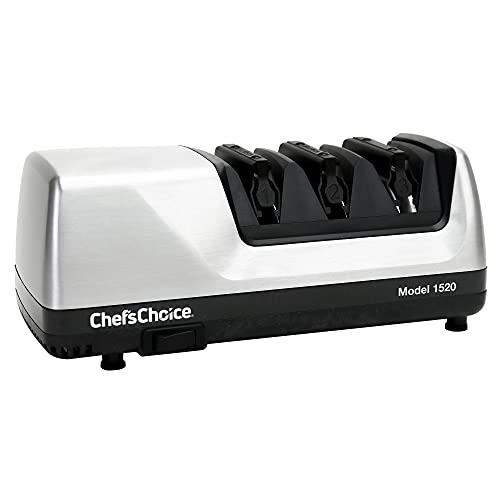 Chef’sChoice Professional Electric Knife Sharpeners AngleSelect for 15- and 20-Degree Straight-Edge and Serrated Knives with Diamond Abrasives & Precision Angle Control, 2-Stage, Metallic