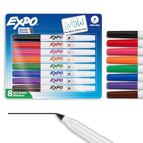 EXPO Low Odor Dry Erase Markers Ultra-Fine Tip Assorted Colors 8 Count