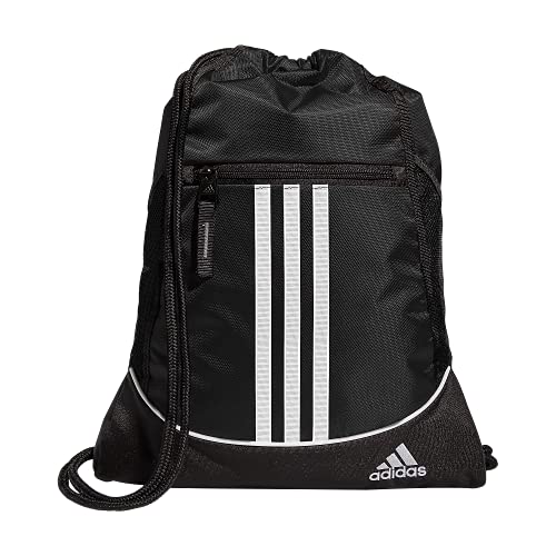 adidas Alliance Sackpack, Drawstring Backpack, Lightweight Small Gym Bag for Women and Men, Black, One Size