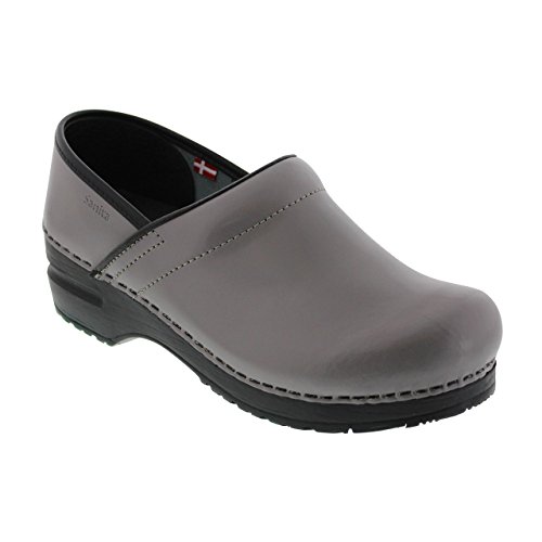 Sanita Women's Professional PU Leather Clogs Grey