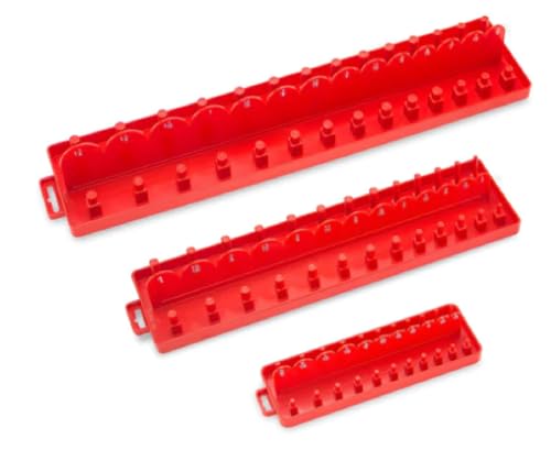 NEIKO 03965A Socket Set Tray Organizer Case with Double Rows | 3 Piece | 1/4', 3/8', and 1/2' Drive | Socket Set Organizer