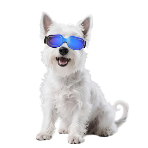 Namsan Dog Goggles Small Breed, Anti-UV Sunglasses for Dogs Small Breeds, Windproof Riding Dog Eye Protection, Yorkie Glasses with Elastic Straps, Easy Put-on/Adjustable, Bright Blue