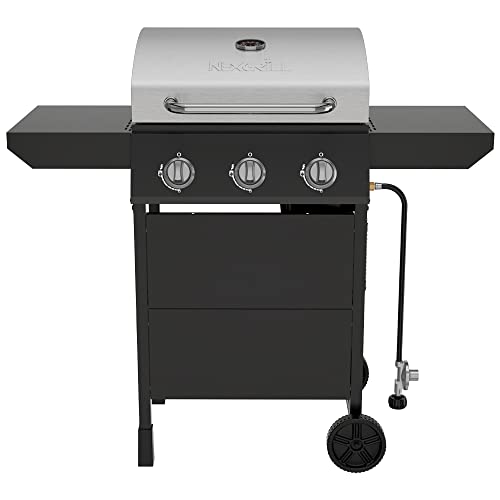 Nexgrill 3-Burner Propane Gas Grill with Side Tables, 27,000BTUs, Stainless Steel Lid, Spacious 429 SQ. In. Cooking Space, BBQ Grill for Outdoor Cooking, Patios, Parties, and More - 720-1012