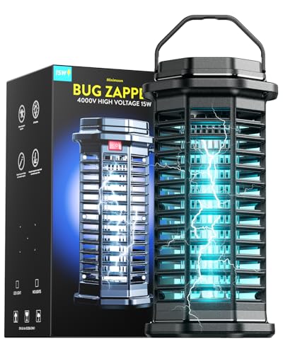 Minimoon Bug Zapper Outdoor, 4200V Electric Mosquito Zapper Indoor, IPX4 Waterproof Insect Zapper Electric Fly Traps, 4Ft Cord, Insect Trap for Yard, Backyard, Patio, Camping