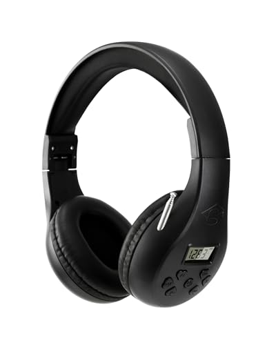 ZOOFEED Portable Personal FM Radio Headphones with Best Reception, Wireless Headset FM Radio Ear Muffs for Walking, Jogging Powered by 2 AA Batteries(Not Included) -Black