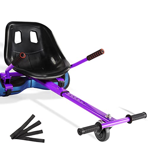 Hoverboard Seat Attachment 265lbs Capacity, 25'-33.3' Adjustable Length Hover Board Go Kart Accessory w/Comfortable&Sturdy Seat,Go Cart Compatible with 6.5” 8” 10” Hoverboard,Kids Adults