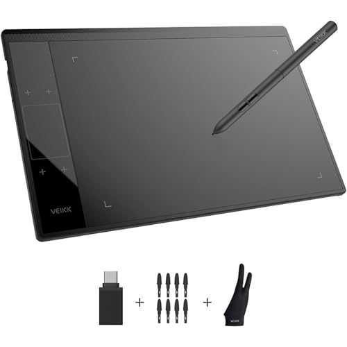 VEIKK A30 V2 Drawing Tablet 10x6 Inch Graphics Tablet with 8192 Pressure Sensitivity Battery-Free Pen and Touch Pad, 4 Hot Keys Drawing Pad for Computer, Supports Mac Windows Android Linux