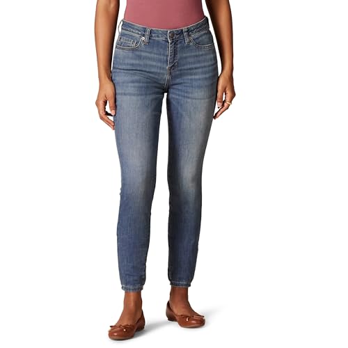 Amazon Essentials Women's Mid Rise Curvy Skinny Jeans - Discontinued Colors, Medium Wash, 12