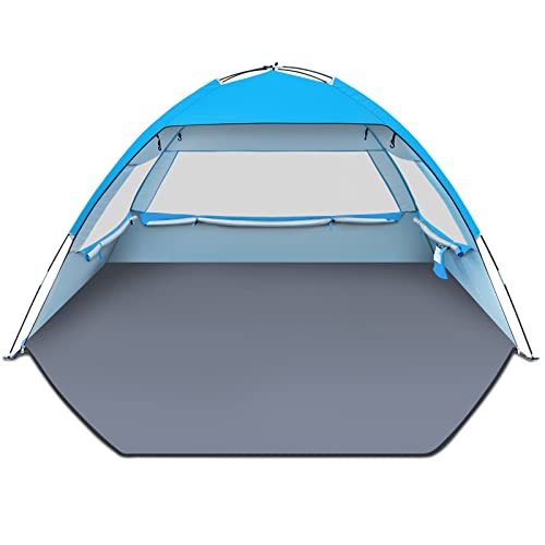Gorich Beach Tent, Beach Shade Tent for 3 Person with UPF 50+ UV Protection, Portable Beach Tent Sun Shelter Canopy, Lightweight & Easy Setup Cabana Beach Tent, Blue