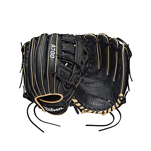 Wilson 2022 A700 12.5' Outfield Baseball Glove - Black/Blonde/White, Right Hand Throw