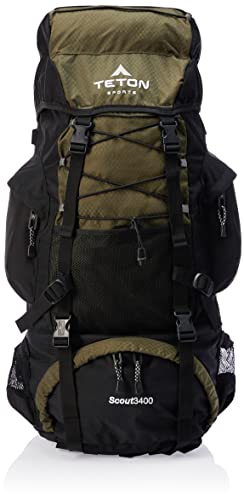 TETON 55L Scout Internal Frame Backpack for Hiking, Camping, Backpacking, Rain Cover Included