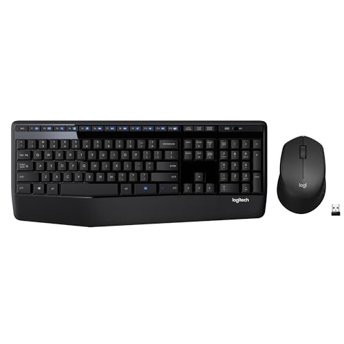 Logitech MK345 Wireless Keyboard and Mouse Combo with Palm Rest, 2.4 GHz USB Receiver, Compatible with PC, Laptop, Black