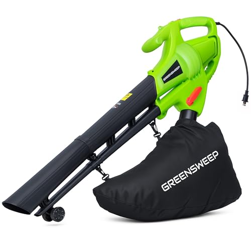 GreenSweep 3-in-1 Leaf Blower, Vacuum & Mulcher – 10 Amp Electric Garden Tool with 10-Gallon Collection Bag – Lightweight, Powerful & Easy to Use