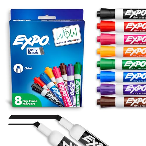 EXPO Low Odor Dry Erase Markers Chisel Tip Assorted Colors 8 Count