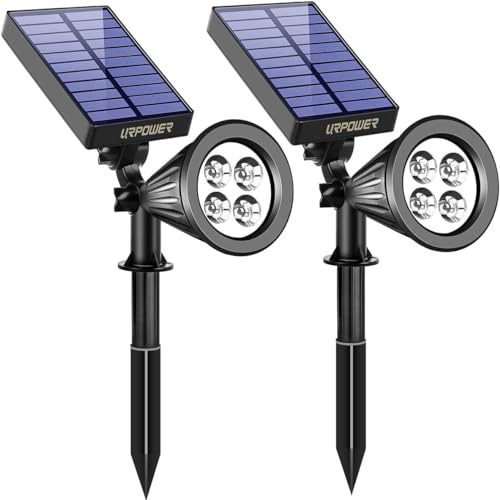 URPOWER Solar Spot Lights - 2-in-1 Waterproof Landscape Spotlights, Dusk-to-Dawn Solar Powered Outdoor Lights for Garden, Yard, Pathway (2 Pack)