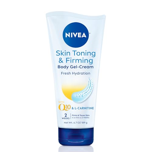 NIVEA Skin Firming & Toning Body Gel Cream with Q10, Hyaluronic Acid and Vitamin C, Clinically Tested Skin Firming & Toning Cream, 72-Hour Moisture, 6.7 Oz Tube