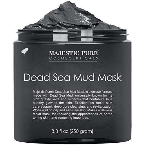 Majestic Pure Dead Sea Mud Mask - Natural Face and Skin Care - Helps Reducing Pores and Appearances of Acne and Blackheads - Soothing, and Nourishing - 8.8 oz