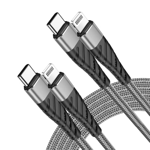 AWIC USB C to ightning Cable 6FT 2Pack,Phone Cables Type C Phone Charger Cord Fast Charging Compatible with iPhone 14 13 12 11 Pro Max X XS XR 8 7 6s Plus SE-Gray