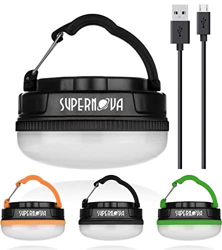 Supernova® Rechargeable Hanging Tent Light & Backpacking Lantern, Ultimate Battery Operated Camping Lantern, Magnetic Base with Retractable Hook, Pocket Sized Yet Ultra Bright Survival Gear (Black)