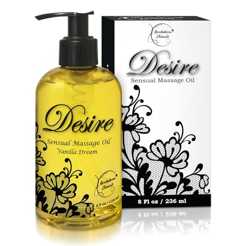 Desire Sensual Massage Oil for Date Night | Best Massage Oil for Couples | All Natural with Sweet Almond, Grapeseed & Jojoba for Smooth Glide & Moisturized Skin 8oz