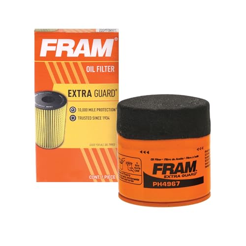 FRAM Extra Guard PH4967 10K Mile Change Automotive Replacement Interval Spin-On Engine Oil Filter for Select Vehicle Model Years, Vehicle Engine Protection Oil Filter for Everyday Drivers