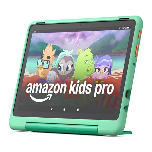 Amazon Fire HD 10 Kids Pro tablet (newest model) ages 6-12 | Bright 10.1' HD screen | Slim case for older kids, ad-free content, parental controls, 13-hr battery, 32 GB, Mint