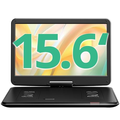YOTON 17.5' Portable DVD Player with 15.6' HD Swivel Screen for Car and Kids, 4-6 Hours Working Time with Built-in Battery, Dual Stereo Speakers, USB/SD/AV/Audio/Gamepad Support [Not Support Blu-Ray]