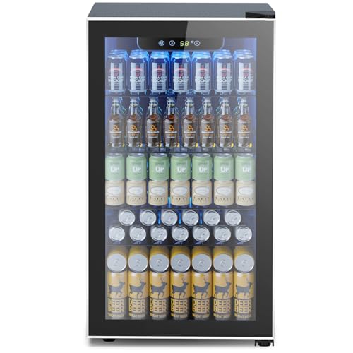 Electactic Mini Fridge 130 Can Beverage Refrigerator Cooler, 3.2 Cu.Ft Drink Fridge for Soda Wine Beer, Adjustable Temperature Control for Home Office, Black