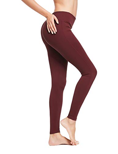 baleaf Women's Ankle Legging Athletic Yoga Hiking Workout Running Pants Inner Pocket Non See-Through Ruby Wine Size S