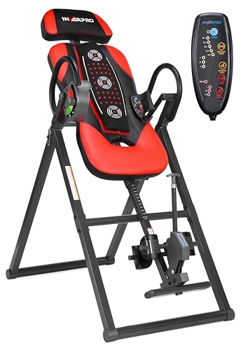 INVERPRO Model AR Advanced Heat and Massage Heavy Duty Deluxe Inversion Table,320 lb Capacity,Black/Red