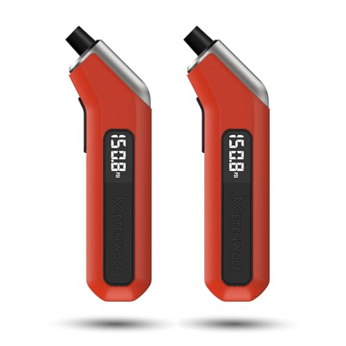 ETENWOLF Digital Tire Pressure Gauge 2 Pack, Industrial Tire Gauge 3-200 PSI, Calibrated to ANSI B40.7 Grade 2A(Plus-Minus 0.5%), Air Pressure Gauge with Replaceable AAA Batteries (Vivid Orange)