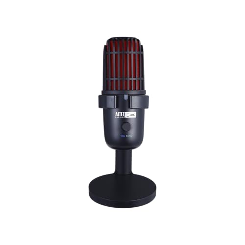 Altec Lansing Studio MIC 1, Dual Pattern 24/96 USB-C Podcast Microphone with Zero Latency Monitoring, Streaming & Recording Microphone with Table Stand and Pop Filter
