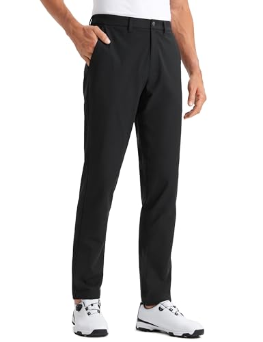 CRZ YOGA Men's All Day Comfy Golf Pants - 32' Quick Dry Lightweight Work Casual Trousers with Pockets Black 34W x 32L