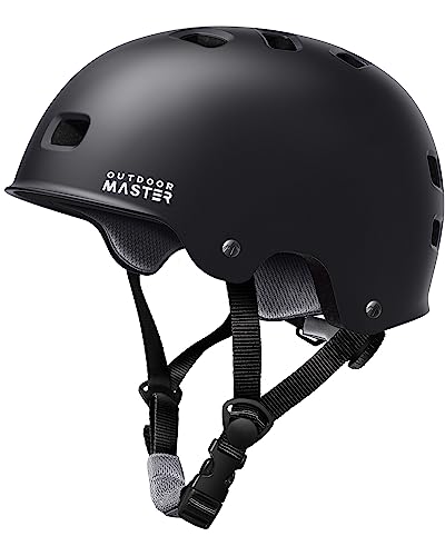 OutdoorMaster Skateboard Cycling Helmet - Two Removable Liners Ventilation Multi-Sport Scooter Roller Skate Inline Skating for Kids, Youth & Adults - XL - Black