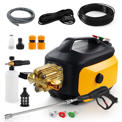 Pressure Washer, High Power Washer with 3 Quick Connect Nozzles, Inlet Hose & Foam Cannon for Cars/Fences/Driveways/Patios/Home Cleaning