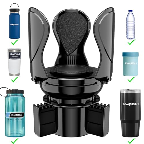 Car Cup Holder Expander, Cup Holder Extender Adapter with Expandable Arm and Adjustable Base, Compatible with Yeti Ramblers 14-64oz, Hydro Flasks 18-64oz Most Coffee Mugs Bottles & Cups