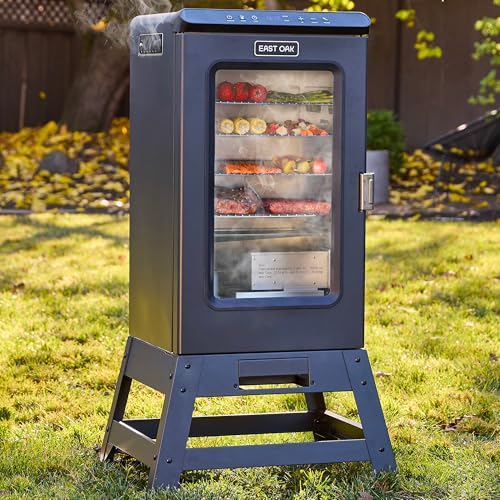 EAST OAK Ridgewood Pro 30' Electric Smoker | Built-in Meat Probe & Elevated Stand for Outdoors | Up to 6× Longer Smokes, Adjustable Side Chip Loader | Smoke More with 725 sq in Cooking Area