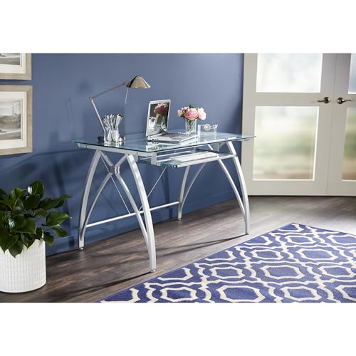 Realspace® Vista 48'W Glass Computer Desk, Silver