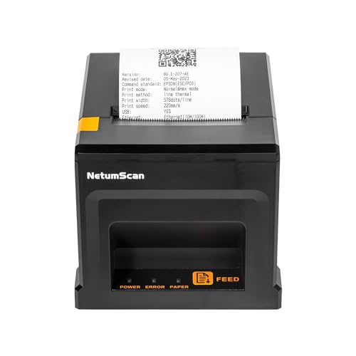 NetumScan USB POS Receipt Printer, 80mm Thermal Receipt Printer with Auto Cutter Cash Drawer, 300mm/s, Support Windows/Mac/Linux, Restaurant Kitchen Printer for ESC/POS(Only USB Interface) 8360