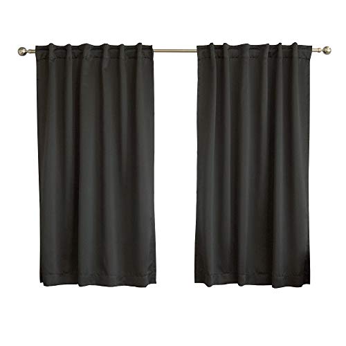 Best Home Fashion Thermal Insulated Blackout Curtains - Back Tab/ Rod Pocket - Black - 52'W x 63'L - (1 Panel)
