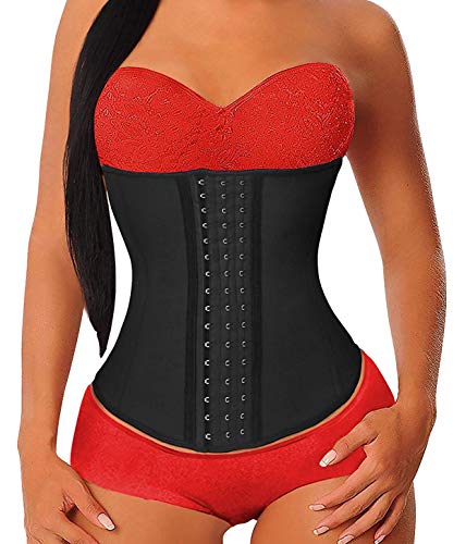 YIANNA Waist Trainer for Women Latex Underbust Waist Cincher Corset Sport Girdle Hourglass Body Shaper (Black, M)
