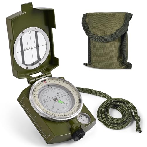 Compass, Hiking Compass for Survival with Lensatic – Water-Resistant Durable and Pocket-Sized