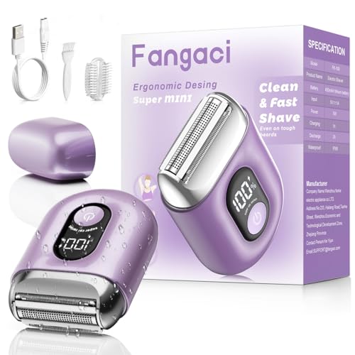 Fangaci Cordless Electric Shaver for Women: Mini Electric Razors with LED Display - Rechargeable Bikini Trimmer - IPX7 Waterproof Wet Dry Face Razor for Body Pubic Leg