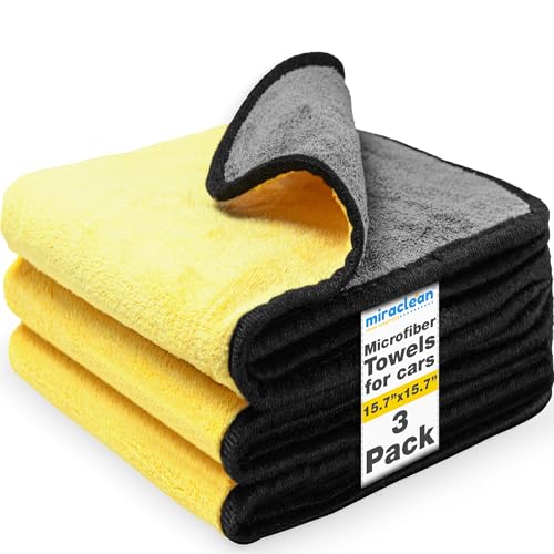 Microfiber Towels for Cars - 15.7' x 15.7' inches, Highly Absorbent Professional Grade Drying Towel Set for Superior Cleaning and Drying Performance - Car Drying & Kitchen Towel - Pack of 3