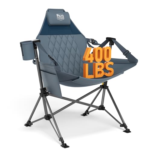TIMBER RIDGE Hammock Camping Chair, Oversized Swinging Hammock Chair with Adjustable Back and Seat for Outdoor Lawn, Sports, Supports 400lbs, Blue