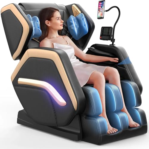 NAGLIFOR Massage Chair Full Body, Zero Gravity Massage Chair 2025 for Back Fatigue with 10 Fixed Rollers, Airbags, Phone Controller, Heating, Bluetooth Speaker, Nightlights for Living Room, Bedroom