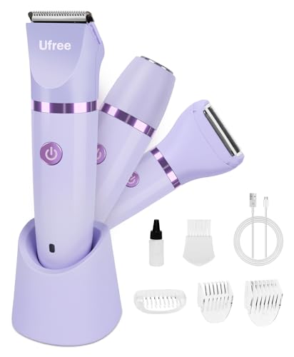 Ufree Bikini Trimmer Electric Razors for Women, Rechargeable Pubic Body Hair Trimmer Electric Shaver for Legs Body Hair, Bikini Shaver IPX7 Waterproof, Gifts for Women, Purple